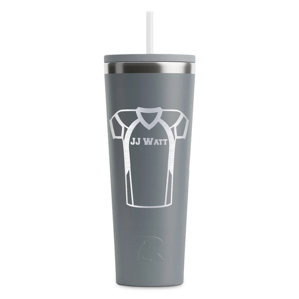 Custom Football Jersey RTIC Everyday Tumbler with Straw - 28oz - Grey - Single-Sided (Personalized)