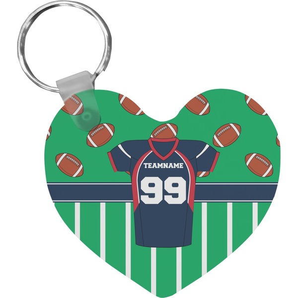 Custom Football Jersey Heart Plastic Keychain w/ Name and Number