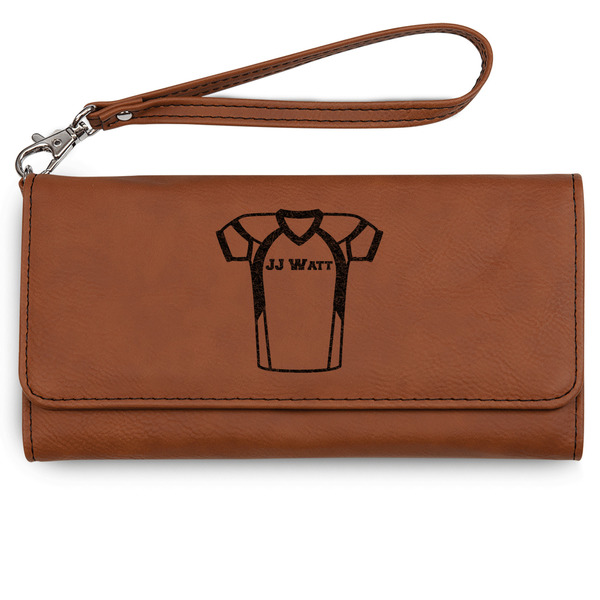 Custom Football Jersey Ladies Leatherette Wallet - Laser Engraved - Rawhide (Personalized)