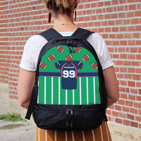 Football Jersey Large Backpack - Black - On Back