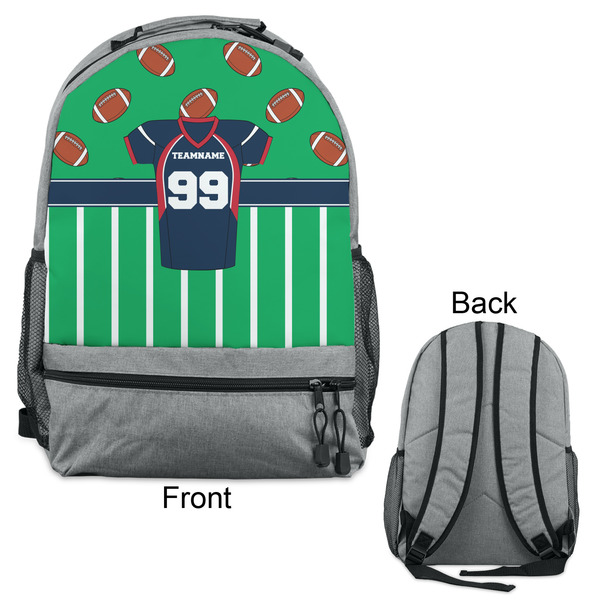 Football Jersey Large Backpack - Gray - Front & Back View