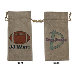 Football Jersey Large Burlap Gift Bag - Front & Back (Personalized)