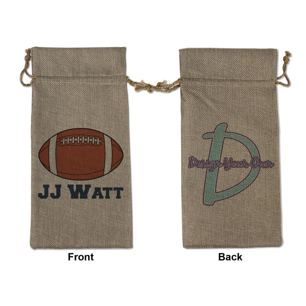 Custom Football Jersey Large Burlap Gift Bag - Front & Back (Personalized)
