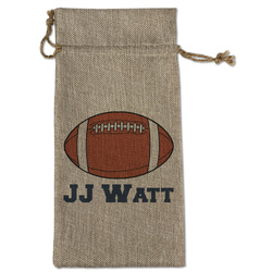 Football Jersey Large Burlap Gift Bag - Front (Personalized)