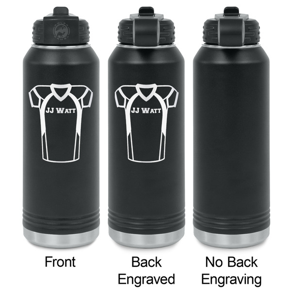 Football Jersey Laser Engraved Water Bottles - 2 Styles - Front & Back View