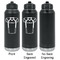 Football Jersey Laser Engraved Water Bottles - 2 Styles - Front & Back View
