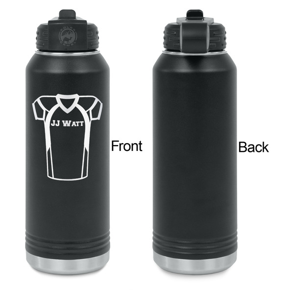 Football Jersey Laser Engraved Water Bottles - Front Engraving - Front & Back View
