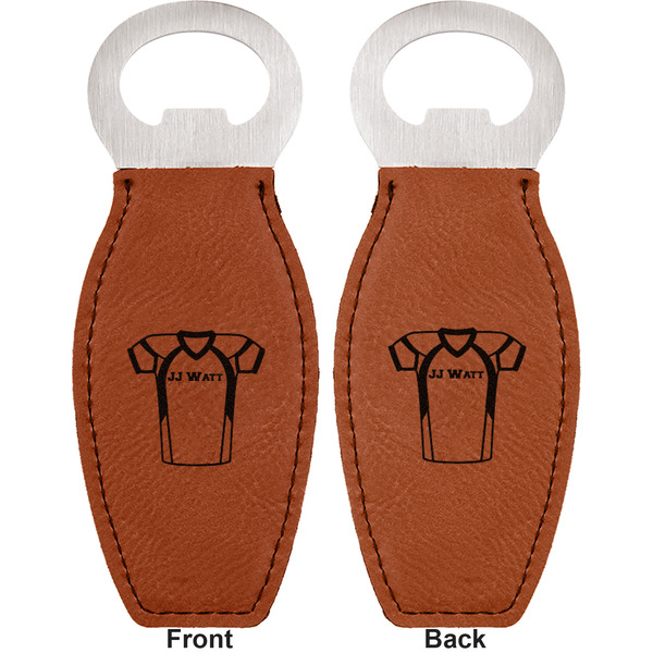 Football Jersey Leather Bar Bottle Opener - Front and Back