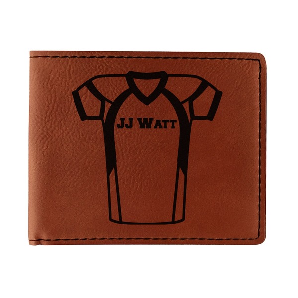 Custom Football Jersey Leatherette Bifold Wallet - Single Sided (Personalized)