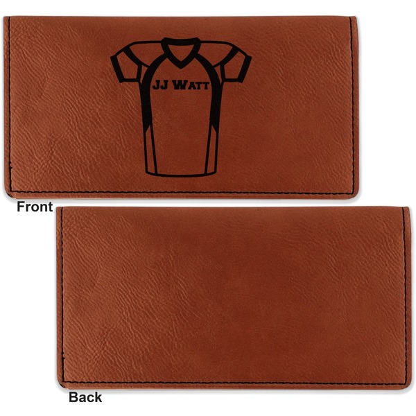 Football Jersey Leather Checkbook Holder Front and Back Single Sided - Apvl
