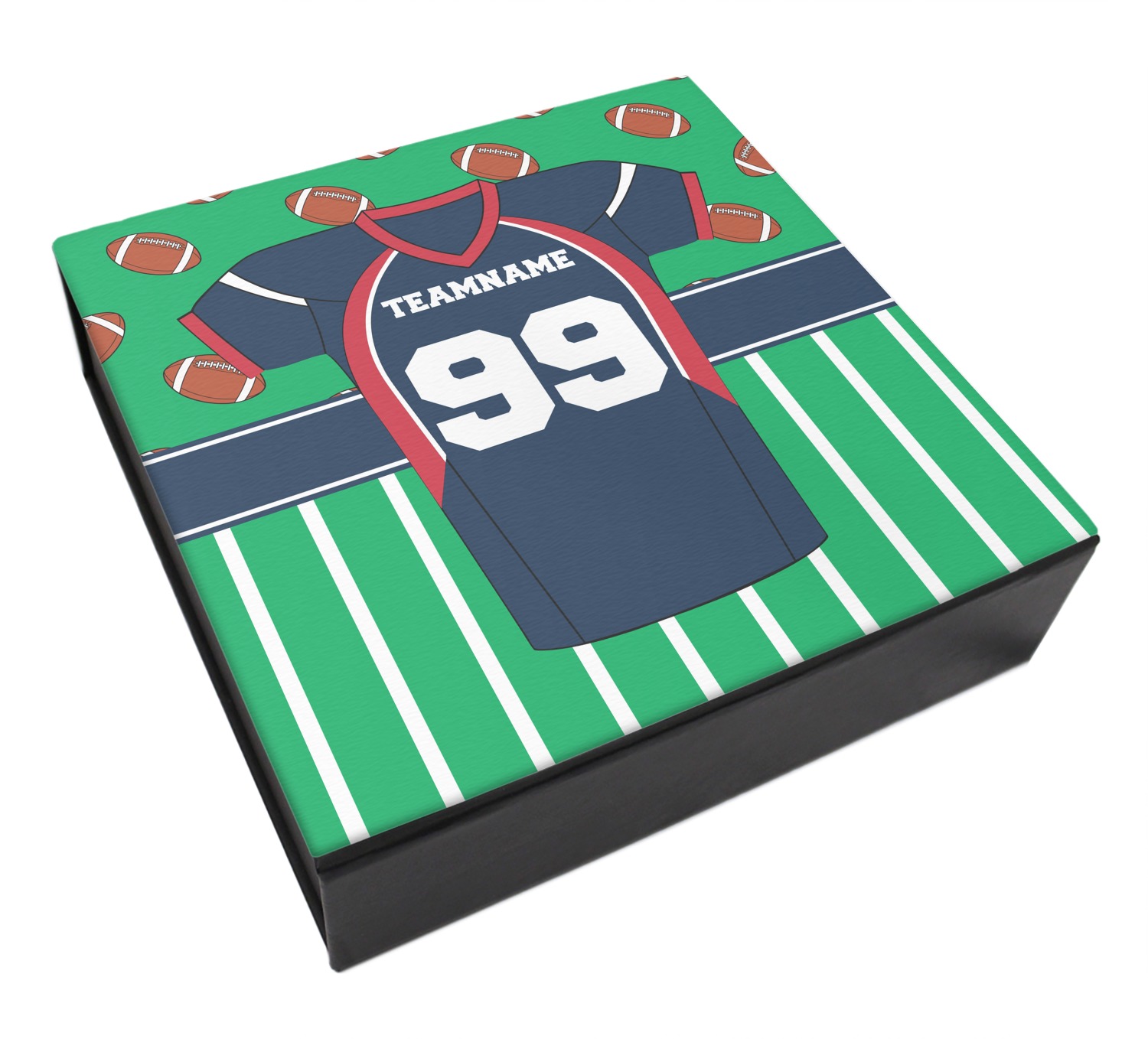 Football Jersey Leatherette Keepsake Box 8x8 (Personalized