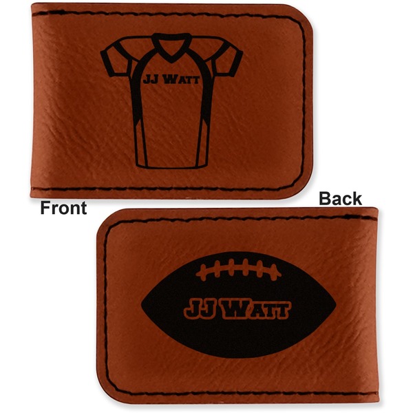 Football Jersey Leatherette Magnetic Money Clip - Front and Back