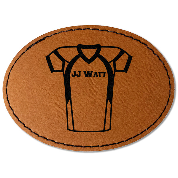 Custom Football Jersey Faux Leather Iron On Patch - Oval (Personalized)