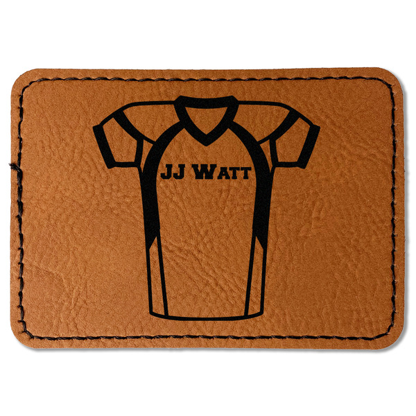 Custom Football Jersey Faux Leather Iron On Patch - Rectangle (Personalized)