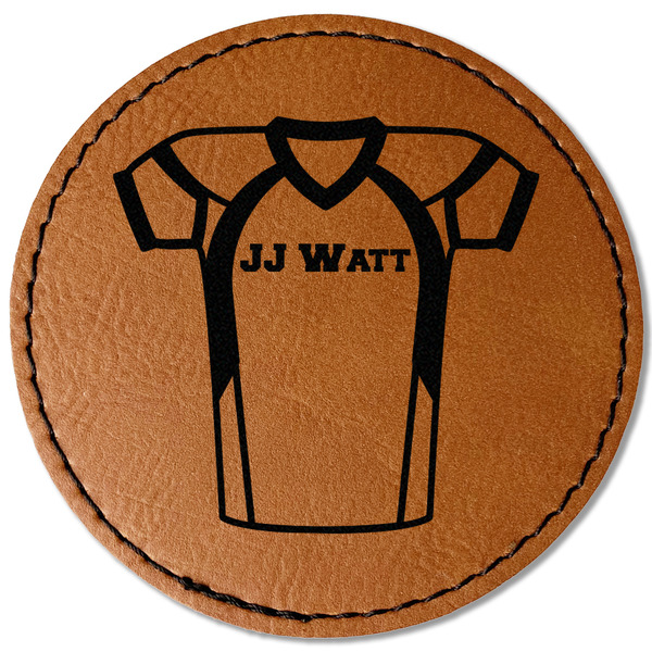 Custom Football Jersey Faux Leather Iron On Patch - Round (Personalized)