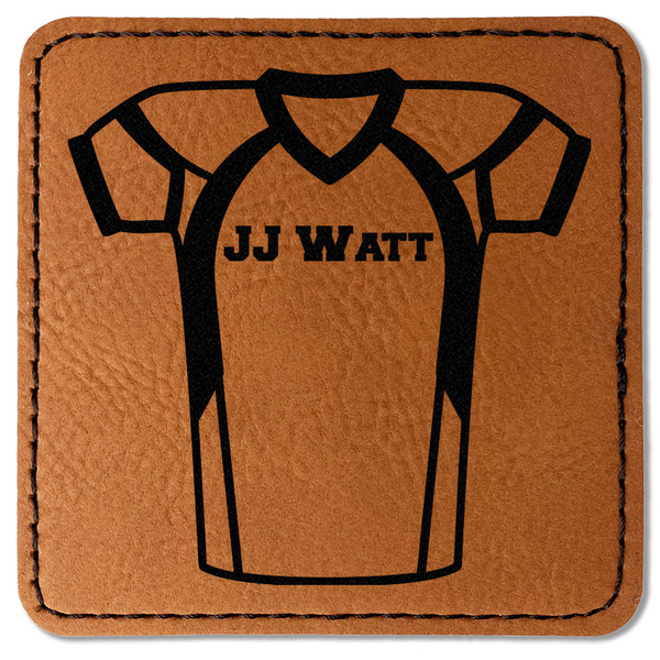 Custom Football Jersey Faux Leather Iron On Patch - Square (Personalized)