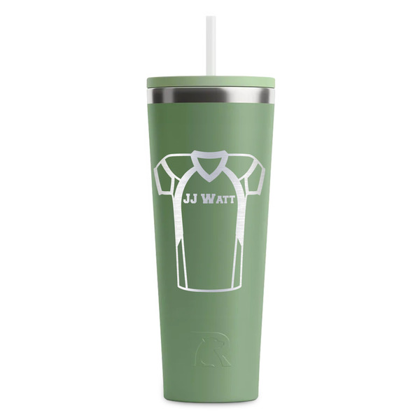 Custom Football Jersey RTIC Everyday Tumbler with Straw - 28oz - Light Green - Single-Sided (Personalized)