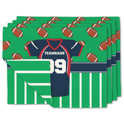 Football Jersey Double-Sided Linen Placemat - Set of 4 w/ Name and Number