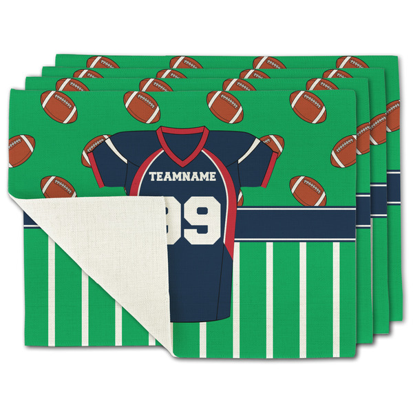 Custom Football Jersey Single-Sided Linen Placemat - Set of 4 w/ Name and Number