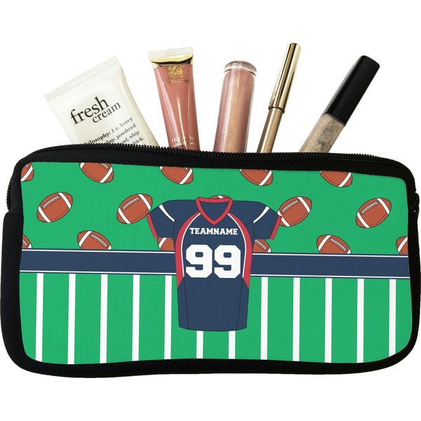 Custom Football Jersey Makeup / Cosmetic Bag (Personalized)