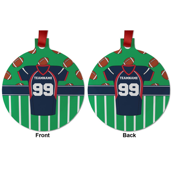 Football Jersey Metal Ball Ornament - Front and Back
