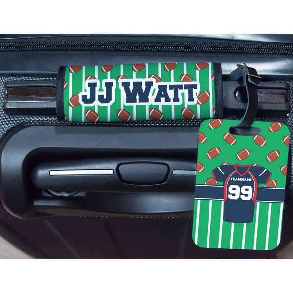Football Jersey Metal Luggage Tag & Handle Wrap - In Context