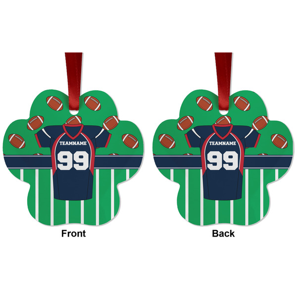 Football Jersey Metal Paw Ornament - Front and Back