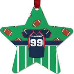 Football Jersey Metal Star Ornament - Double Sided w/ Name and Number