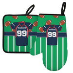 Football Jersey Left Oven Mitt & Pot Holder Set w/ Name and Number