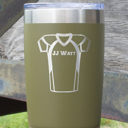 Football Jersey 20 oz Stainless Steel Tumbler - Olive - Double Sided (Personalized)