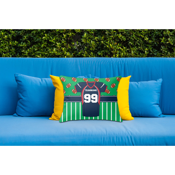 Football Jersey Outdoor Throw Pillow  - LIFESTYLE (Rectangular - 20x14)