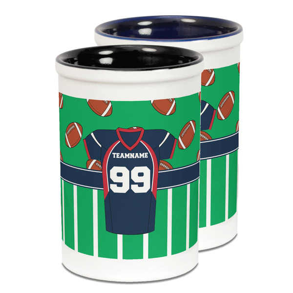 Custom Football Jersey Ceramic Pencil Holder - Large