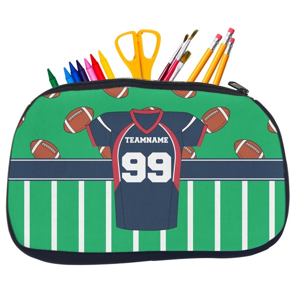 Custom Football Jersey Neoprene Pencil Case - Medium w/ Name and Number