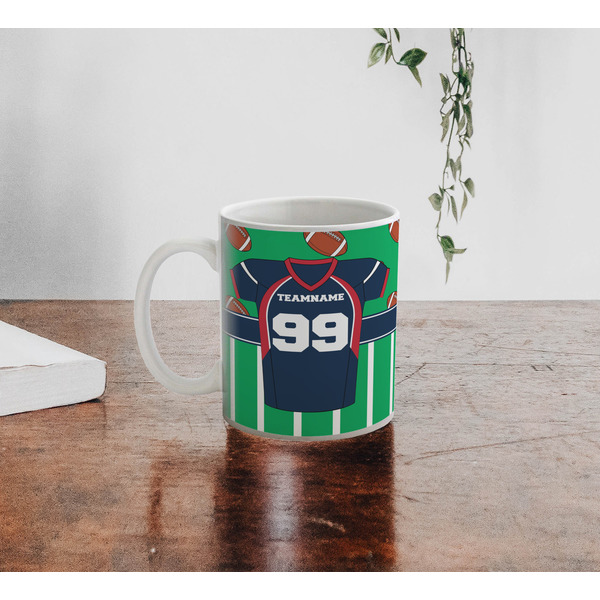 Football Jersey Personalized Coffee Mug - Lifestyle
