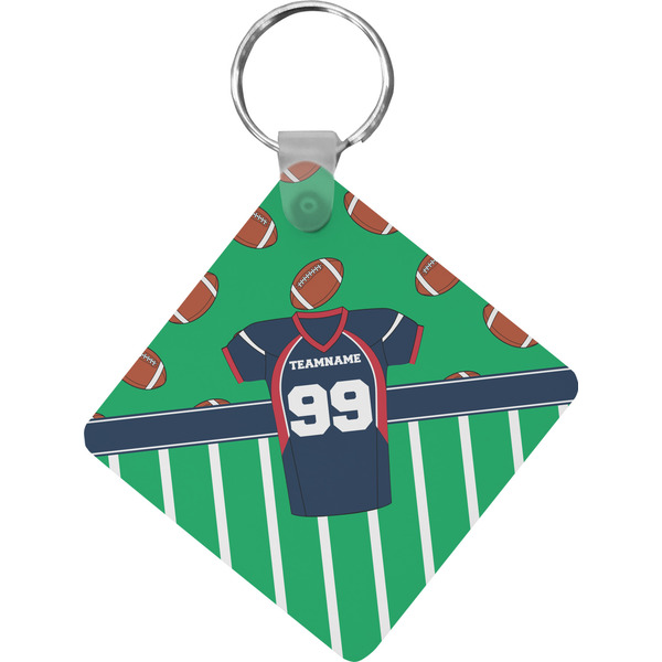 Custom Football Jersey Diamond Plastic Keychain w/ Name and Number