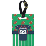 Football Jersey Plastic Luggage Tag - Rectangular w/ Name and Number