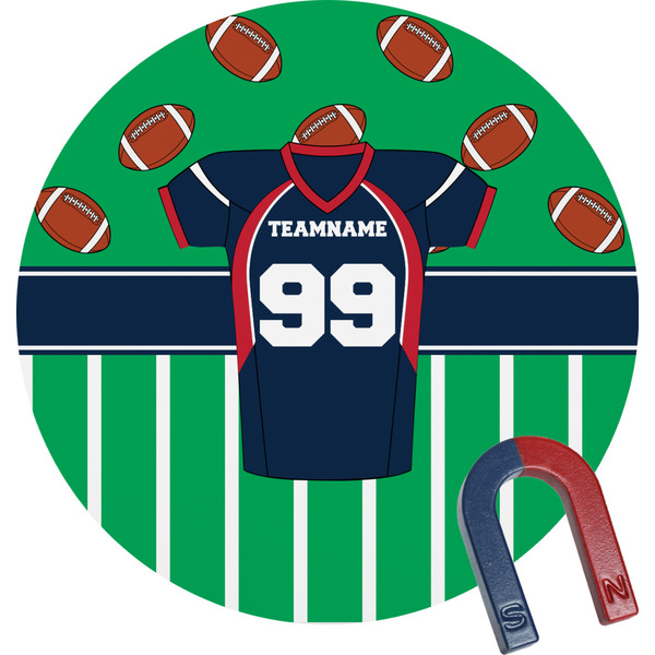 Custom Football Jersey Round Fridge Magnet (Personalized)