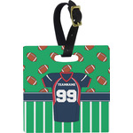 Football Jersey Plastic Luggage Tag - Square w/ Name and Number