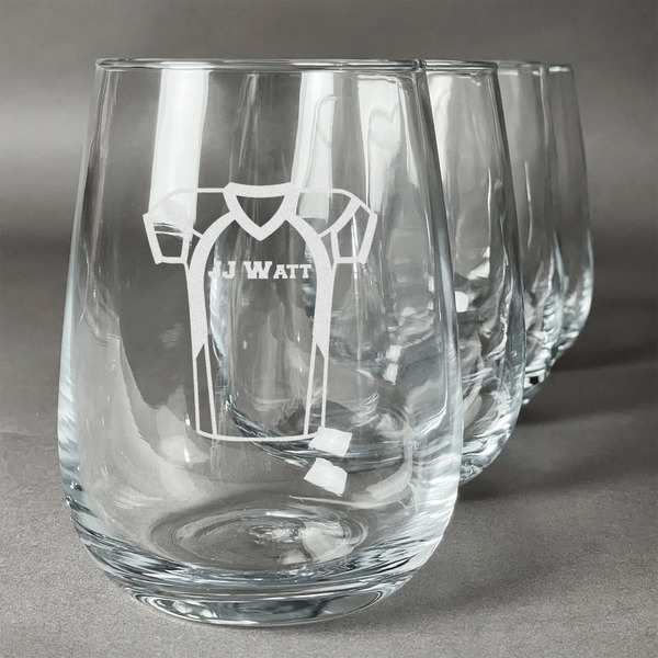 Custom Football Jersey Stemless Wine Glasses (Set of 4) (Personalized)
