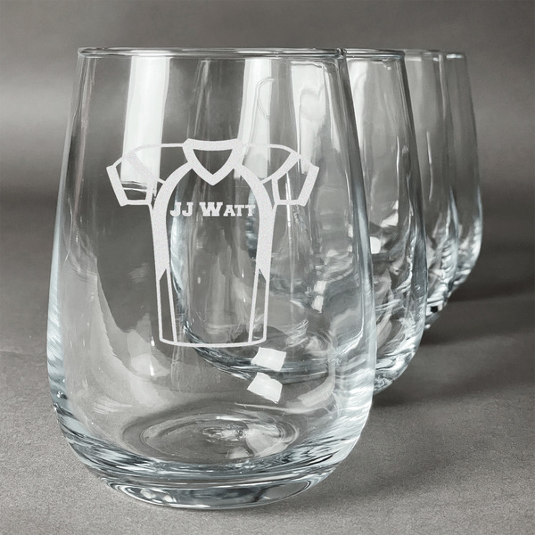 Custom Football Jersey Stemless Wine Glasses (Set of 4) (Personalized)