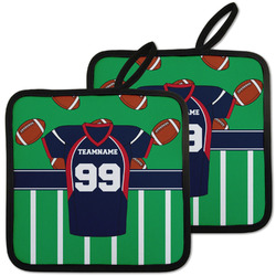 Football Jersey Pot Holders - Set of 2 w/ Name and Number
