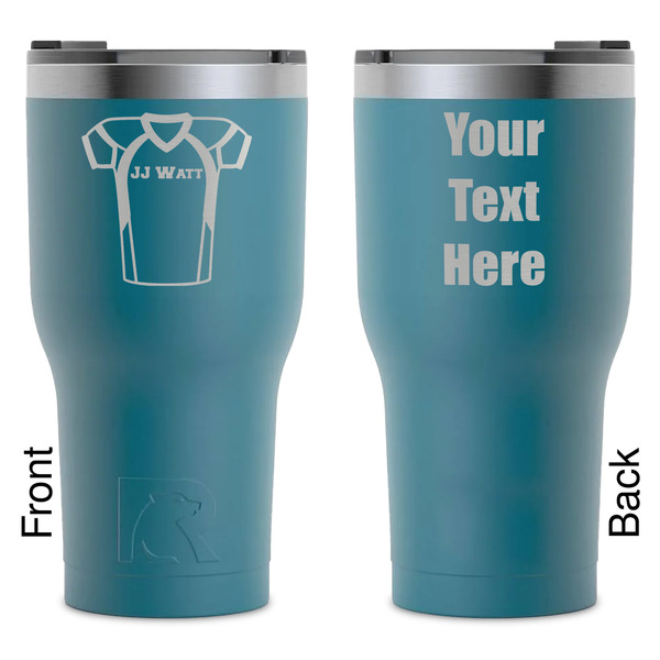 Custom Football Jersey RTIC Tumbler - Dark Teal - Laser Engraved - Double-Sided (Personalized)