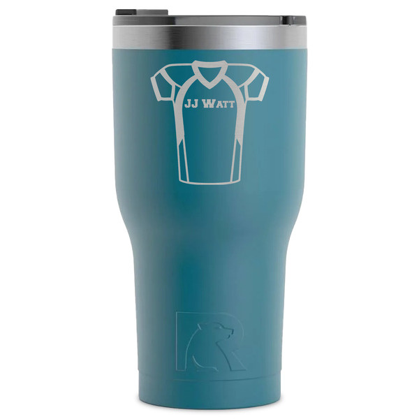 Custom Football Jersey RTIC Tumbler - Dark Teal - Laser Engraved - Single-Sided (Personalized)