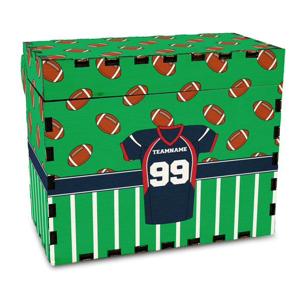 Custom Football Jersey Wood Recipe Box - Full Color Print (Personalized)