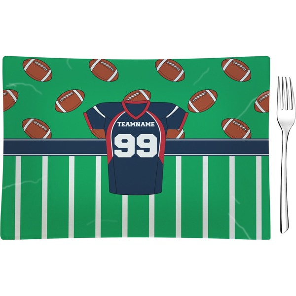 Custom Football Jersey Rectangular Glass Appetizer / Dessert Plate - Single or Set (Personalized)