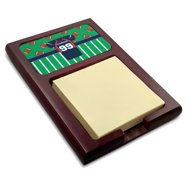 Custom Football Jersey Red Mahogany Sticky Note Holder (Personalized)