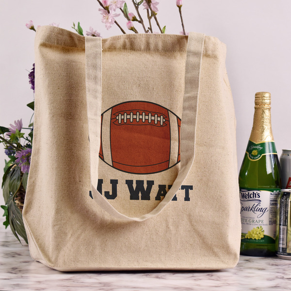 Football Jersey Reusable Cotton Grocery Bag - In Context