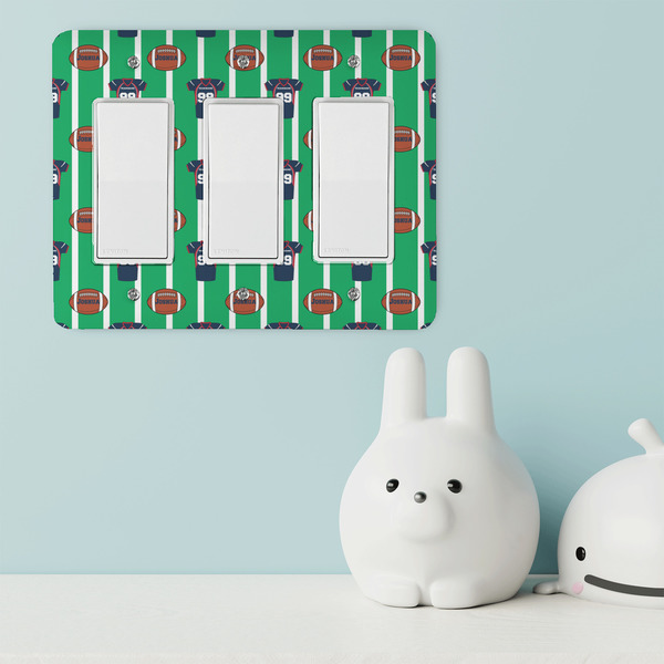 Football Jersey Rocker Light Switch Covers - Triple - IN CONTEXT