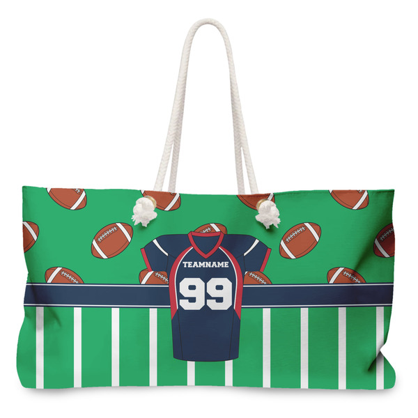 Custom Football Jersey Large Tote Bag with Rope Handles (Personalized)