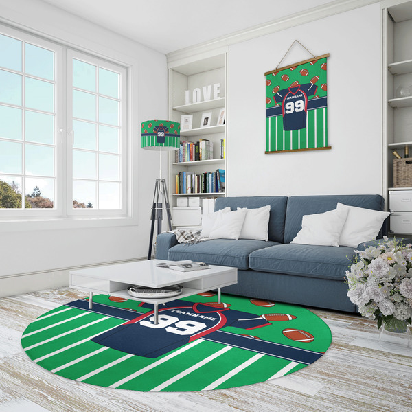 Football Jersey Round Area Rug - IN CONTEXT